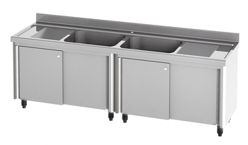 MEUBLE PLONGE RAYONNE 2400 - 2 BACS + 2 EGOUTTOIRS