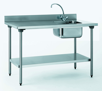 TABLE DU CHEF CHR 700X1200 BAC A DROITE+ETAGERE- A