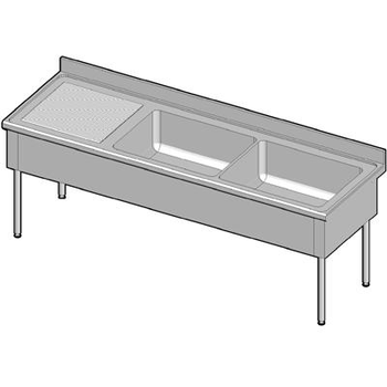 PLONGE BATTERIE 2BACS 2500X800 EG GAU SANS ROBINET