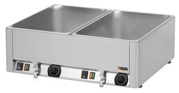 BAIN MARIE INOX, DEUX CUVES GN1/1 AVEC ROBINET DE 