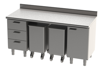 ENSEMBLE 1800X750 REF. 180C AVEC DESSUS INOX A DOS