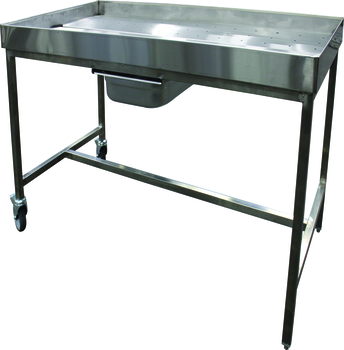 TABLE DE POUSSAGE INOX 304, AVEC GRILLE