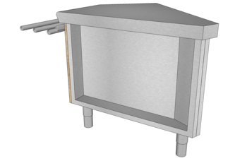 MEUBLE D'ANGLE 45° FERME COTE SCE RAMPE L.742 B3