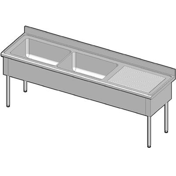 PLONGE BATTERIE 2BACS 2500X700 EG DRO SANS ROBINET