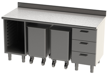 ENSEMBLE 1800X750 REF. 180E AVEC DESSUS INOX A DOS