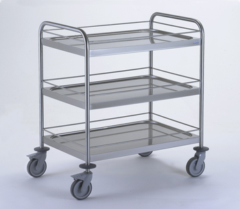 CHARIOT 3 PLATEAUX 800X530MM SOUDES AVEC GALERIE