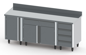 COMPOSITON MEUBLES BAS INOX BORDS DROITS LG 2000 X