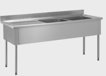 PL EMBOUTIE 1800X600 2 BAC EGOUTOIR GAU SS ROBINET