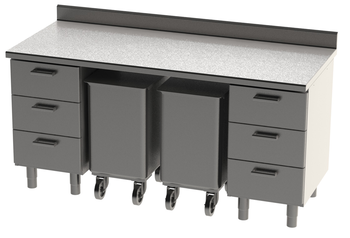 ENSEMBLE 1800X750 REF. 180H AVEC DESSUS INOX A DOS