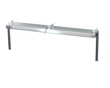 PRÉSENTOIR À RAMPE CHAUFFANTE INOX + VERRE GALBÉ U