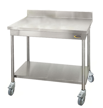 TABLE DEMONTABLE A BORDS DROITS EN INOX, A DOSSERE