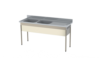 PLONGE BORDS DROITS,1600X700 - PIEDS RONDS -2 CUVE