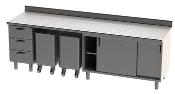 ENSEMBLE 2700X750 REF. 225B AVEC DESSUS INOX A DOS